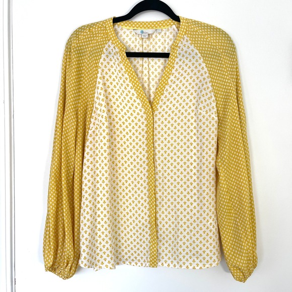 Boden Women's Harriet Blouse US 4 Yellow Floral Print‎ Long Balloon Sleeve Top - Picture 3 of 10